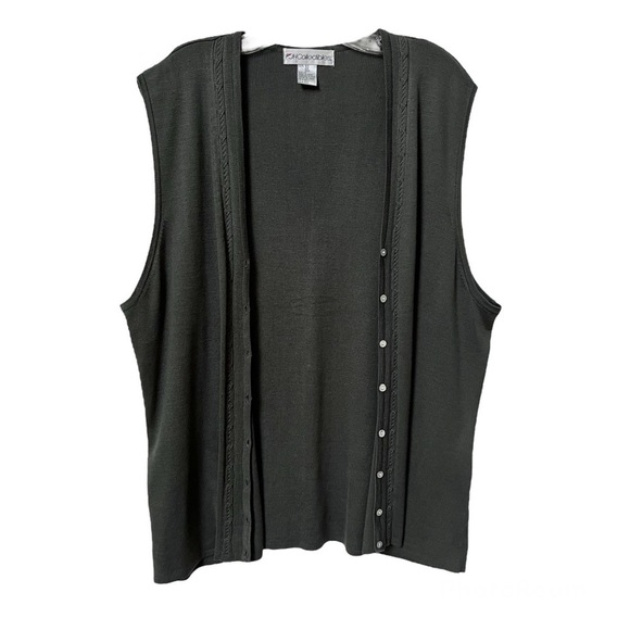 JH Collectables Black Floral Skirt Top and Sweater Vest Set Plus Size 22W - Picture 5 of 16